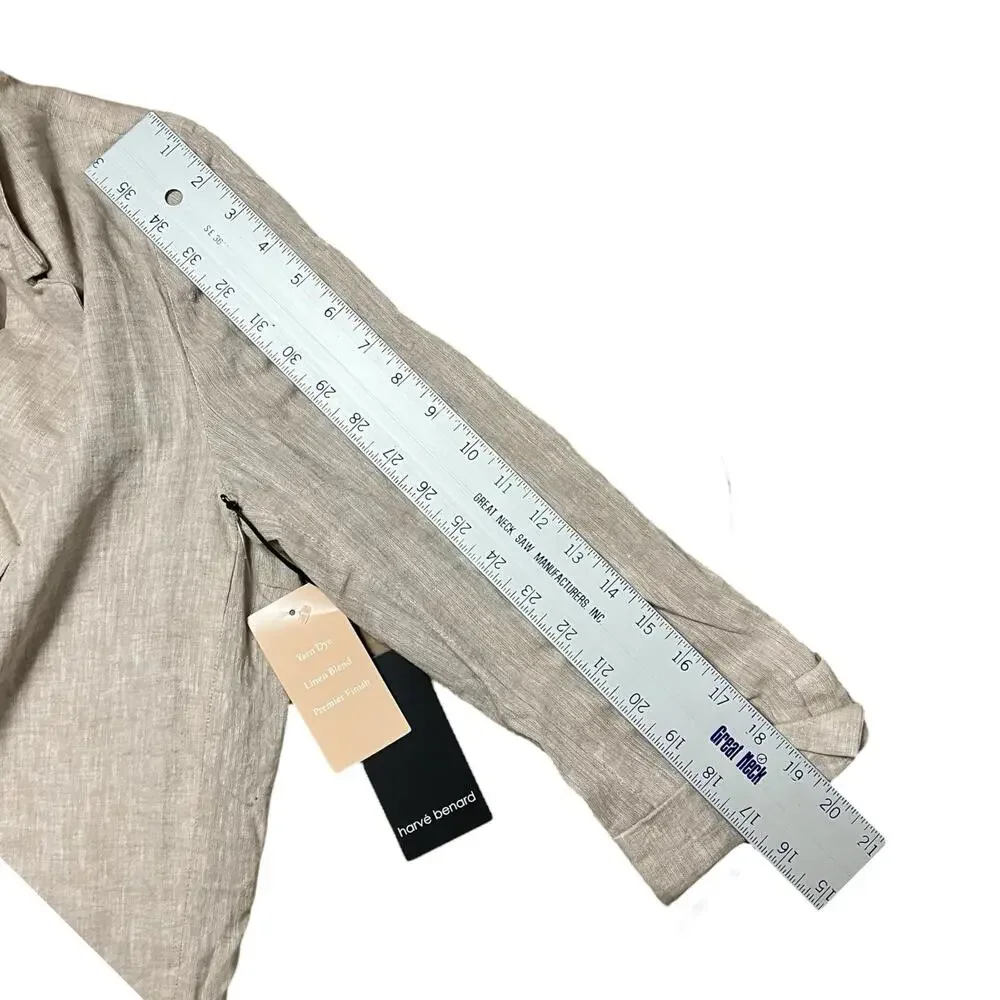 Harve Benard Blazer WMNS 12‎ Beige Linen Blend Open 3/4
